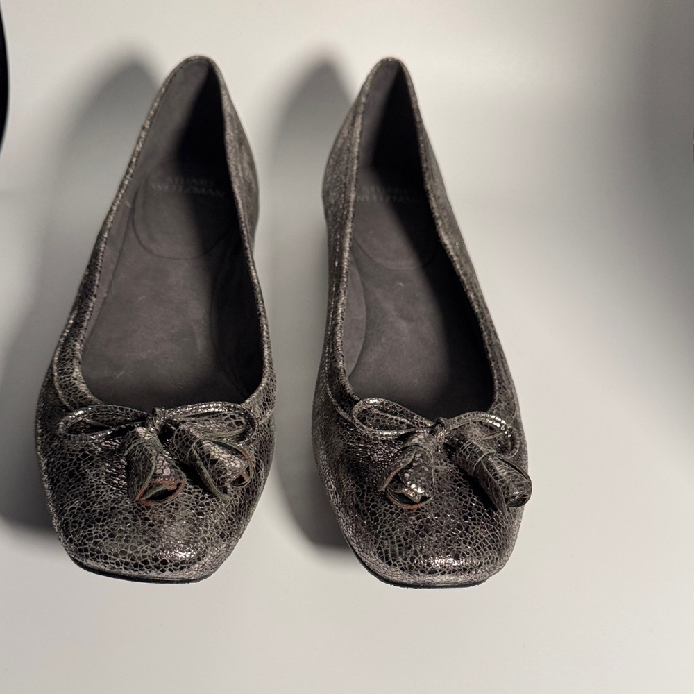 Stuart Weitzman Metallic‎ Black Loafers size 10.5